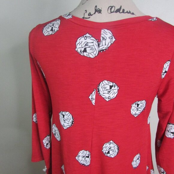 Tunic Top S Bulldogs Red Fringe 3/4 Sleeve - Picture 9 of 10